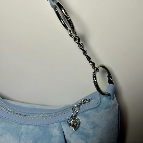 NWT Juicy Couture Queen Couture Hobo Sloucy Shoulder Bag w wallet, bracelet blue - Picture 17 of 17